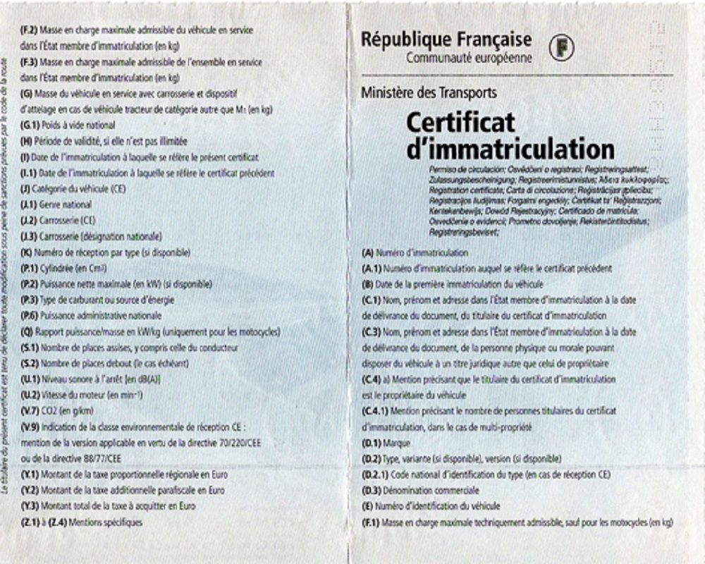 prix d’une carte grise